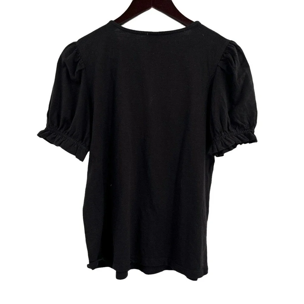 Keep In‎ Touch Boho Floral Embroidered Black Top Size Small New